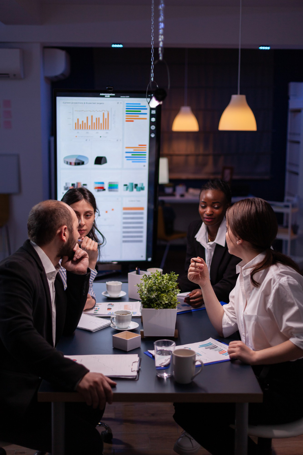 Business leaders discussing growth and strategy